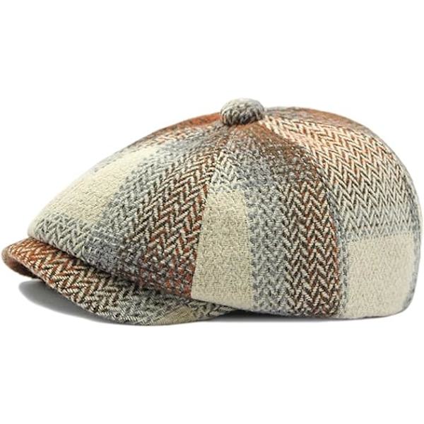 Mænds Klassisk Newsboy Flat Cap Gatsby Ivy Cabbie Hat, khaki