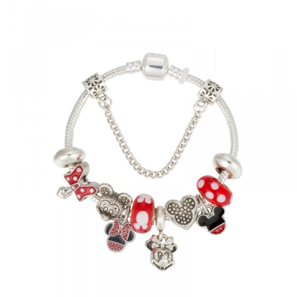 Armband med pärlor för kvinnor, mushängsmycke ormbenskedja, armband för skattlåda (storlek: 17 cm)