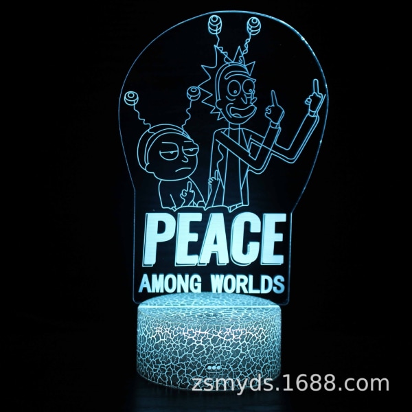 Tecknad Rick And Morty 3D Bordslampa RGB Changeable Mood Lamp 16 färger Ljusmönster Cool Nattljus Barnpresent