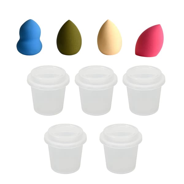 5PCS Makeup Egg Förvaringslåda Kopp Form Transparent Bärbar Skönhet Ägg Svamp Organizer för Resor Badrum