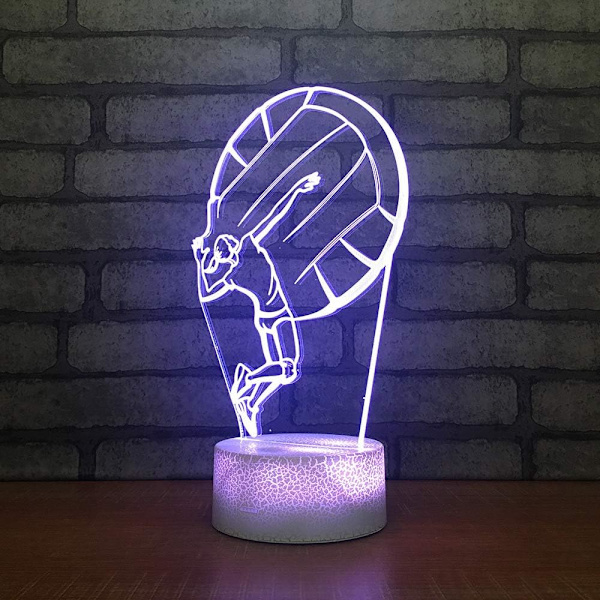 WJ 3D Volleyball nattlyslampe illusjon 7 farger skiftende berøring bryter bord dekorasjon lamper med akryl flat ABS base USB-kabel leketøy
