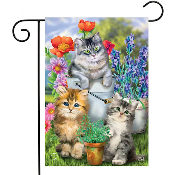 SAYTAY Garden Cats Vårträdgårdsflagga 12,5'' x 18'' Kattungar Blomhink