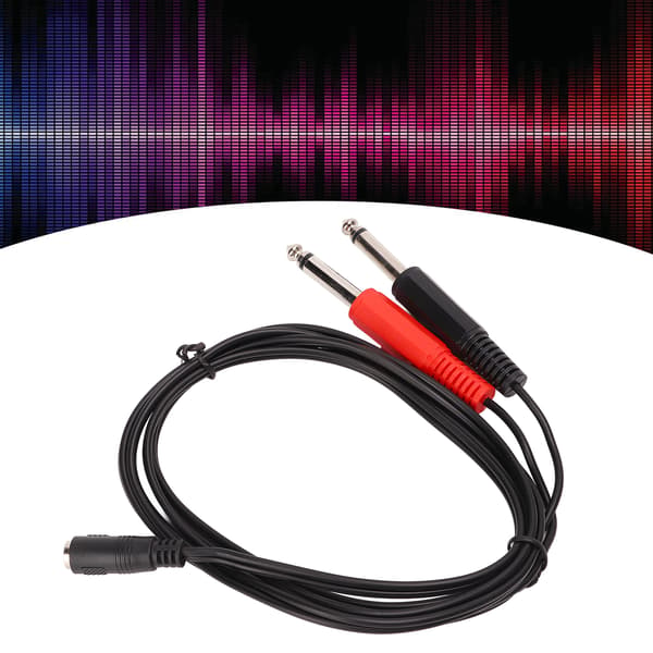 1,5 m stereoadapterförlängningskabel splitkabel 3,5 mm hona till 6,35 mm dubbla hane monokabel