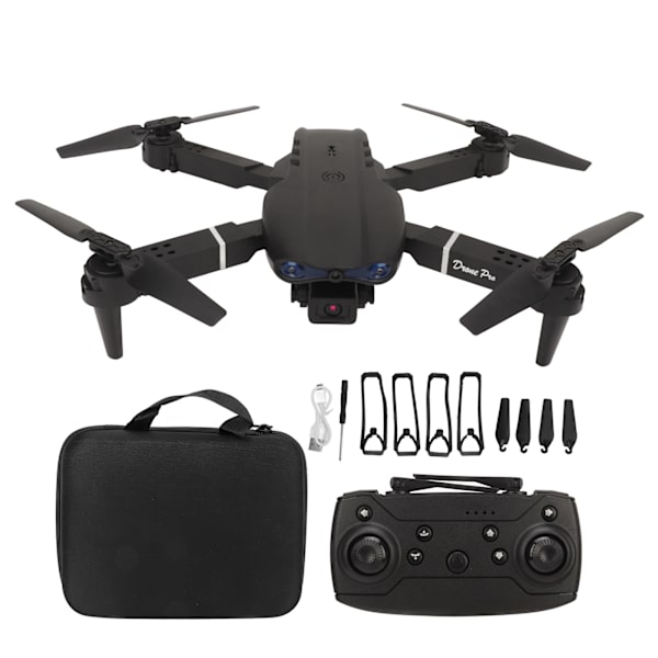 RC Drönare 4k Dubbel Kamera Quadcopter Wifi Fällbar Fjärrkontroll Quadcopter 3 Vägs Hindrande Undvikande Höjdhåll Leksaker Gåvor för Pojkar Flickor Svart