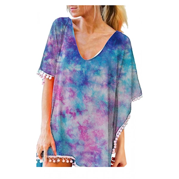 Kvinders Chiffon badedragt Strand badetøj Cover Ups til badetøj --- Farverig M（Størrelse M）