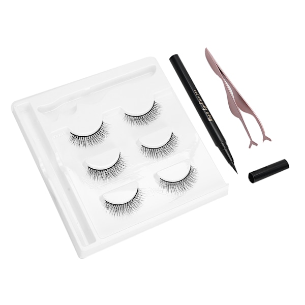 Itseliimautuva Eyeliner - Vesipohjainen Eyeliner - Tekokarvat - Pinsetit - Meikkityökalusarja (E57 Musta Laatikko)