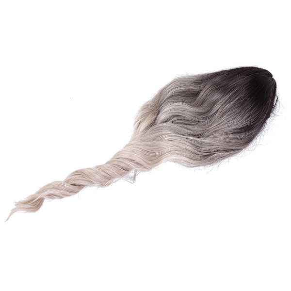 lc202‑2 Svart Gradient Beige Lång Vågig Peruk Kvinnor Långt Hår Peruker Falskt Hår 65cm