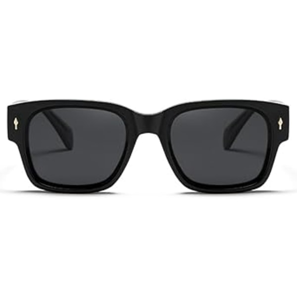 Vintage-tyyliset ylisuuret neliöaurinkolasit naisille, Retro-naisten ylelliset suuret aurinkolasit UV400 Black
