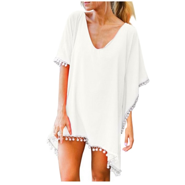 Women's Chiffon Swimsuit Beach Bathing Suit Cover Ups for Swimwear --- White C（Size M）