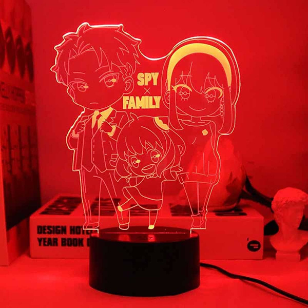 WJ Secret Agent Family Garage -setti - 3D-illuusiolamppu yövalo LED-kosketus 7/16 väriä Anime Anya -hahmo - sisustus akryyli LED joululahja lamput Spionens spel