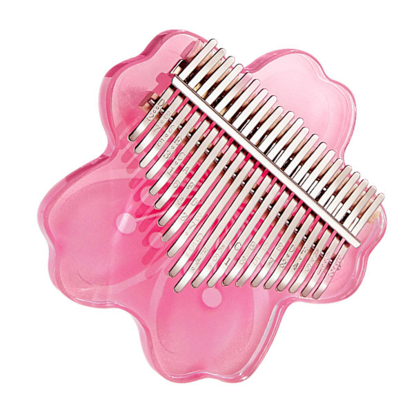 Tumme Finger Piano Akryl Blommönsterbräda Lätt att Spela Professionellt Kalimba Instrument Present Rosa 21 Tangenter