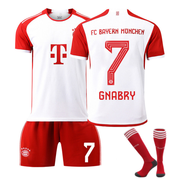 23/24 Bayern Stadium Hjemme Barnas Fotballdraktsett med Sokker 7 GNABBY Children's size18