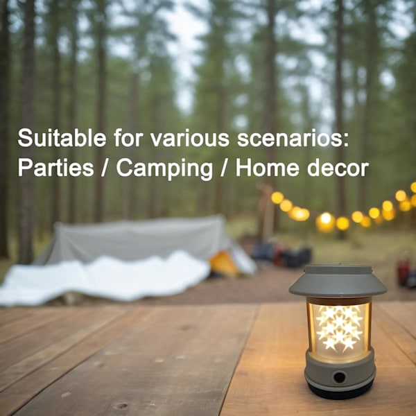 Campinglampa Stjärnformad - Uppladdningsbar Campinglykta, LED Dekorationsljus, Solar och USB-C Laddning, 4 Ljuslägen, 1200mAh