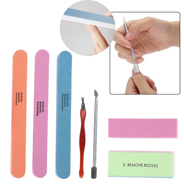 Manicure sæt neglepolerer neglefiler buffer sæt død hud pusher neglebåndsfjerner negleplejeværktøj