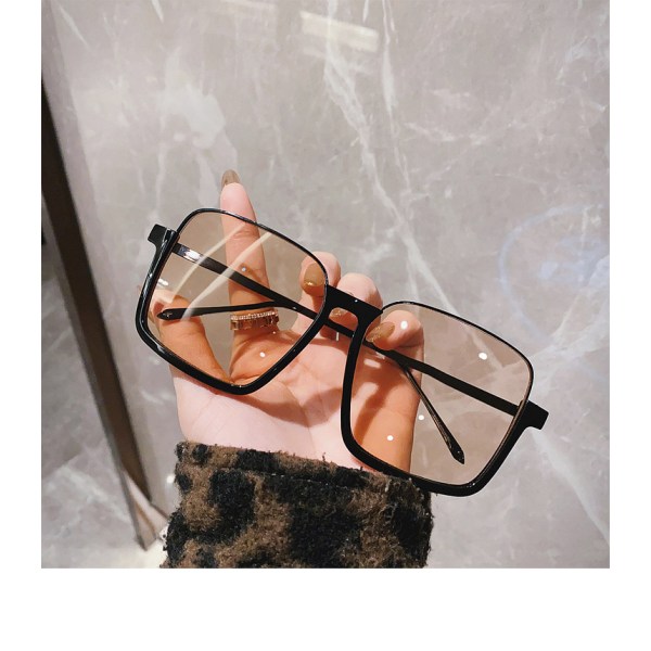 Överdimensionerade solglasögon för kvinnor Män Mode Stora fyrkantiga Flat Top Solglasögon Nyanser-Brun