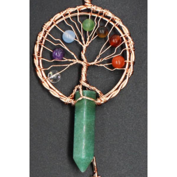 Tree Life Pendant Tree Life Quartz Crystal Pendant Halskjede Chakra Edelsten Kobber Wire Wrap anheng（Grønn krystall）