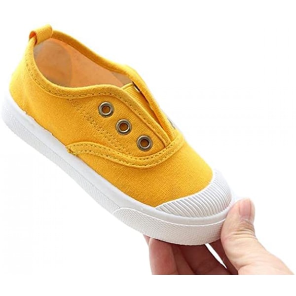 Pojkar och flickors lätta canvas slip-on sneakers löparskor ---- Gul （Storlek 34）