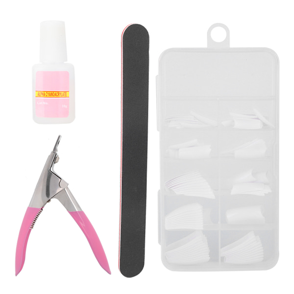 100 st/låda Konstgjorda nagelspetsar Nagelklippare Lim Nagelfil Nagelkonst Manikyrset KitTyp C