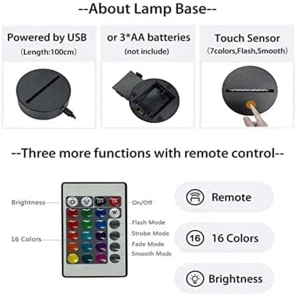 3D Illusion Lamp Nattljus LED Figur Noragami Yato led lampa, Anime Noragami Yato Figur 716 Färger LED Touch Bordslampa-16 Färger Med Fjärrkontroll Attack on Titan-C