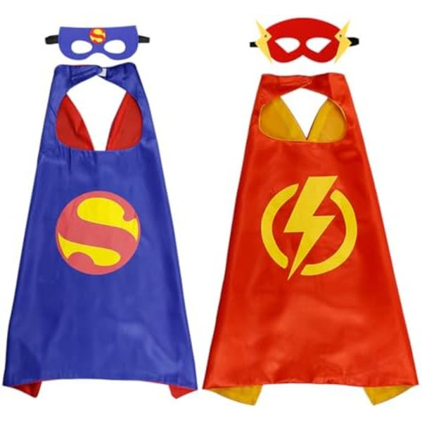Superhelte Kappe og Maske til Børn, Superhelt Kostume Drenge Piger Jul Halloween Cosplay til 3-10 År Gamle 2 stk