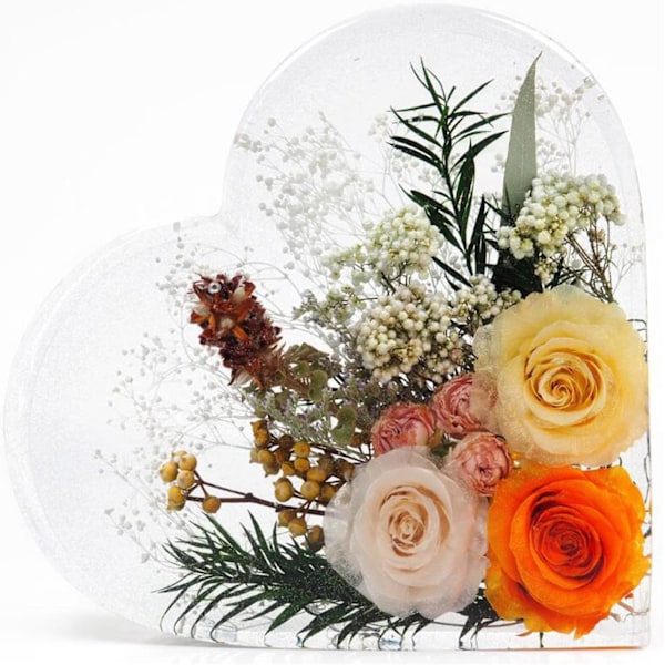 Harpiks Silikonforme Store Hjerte Hexagon Harpiksforme Dyb Epoxy Harpiksform til Blomsterbevaring Harpikskunst Harpiksstøbe DIY