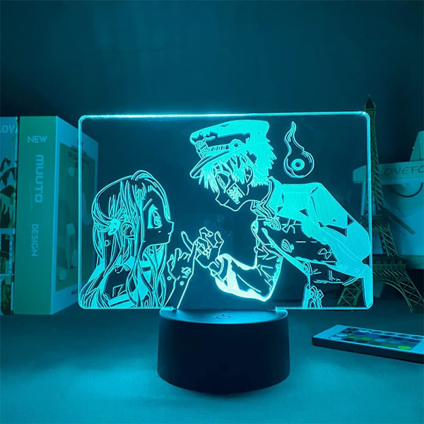 Anime Lampe Toilet-Bound Hanako Kun og Yahiro Nene 3D Illusion Natlys til Børn USB/Batteridrevet Touch/Fjernbetjening RGB 16 Farveændringer