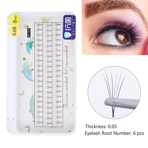 5 Kokoa Luonnollinen Pehmeä Sekoitettu Sininen Tekokarvat Ripset Pidennys Pitkä 0.05C Teko Ripset 8mm