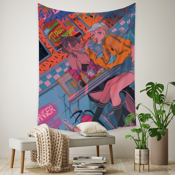 Wekity Anime Gobelin Æstetisk Kunst Hjem Baggrund Stof Dekoration Gave Boho Gobelin til Stue Soveværelse Dekoration (614-16, 51 X 59 tommer )