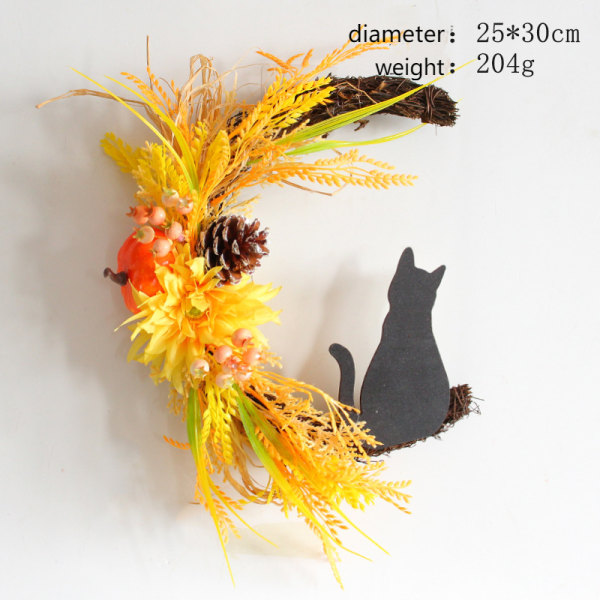 Halloween Månekatt Girlander Dørhengende Festival Døde Grenplanter Ny Måne Halloween-dekorasjon Pineapple Wheat Ear 30CM