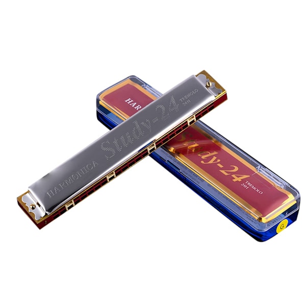 C-nøkkel munnspill 24 hull Resin speilpolering overflate god lufttetthet Tremolo munnspill for nybegynner sølv