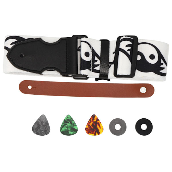 Gitarrem stropp Universal 3 stk Celluloid plekter 2 stk Anti-skli pute Gitarhodeband (Tai Chi)