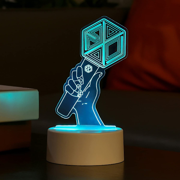 Kpop EXO 7 Färger LED Akryl Nattlampa Barn Sänglampa Sovrum Hem Rum Dekoration för EXO-L Fans Barn Pojkar & Flickor Kvinnor Födelsedag