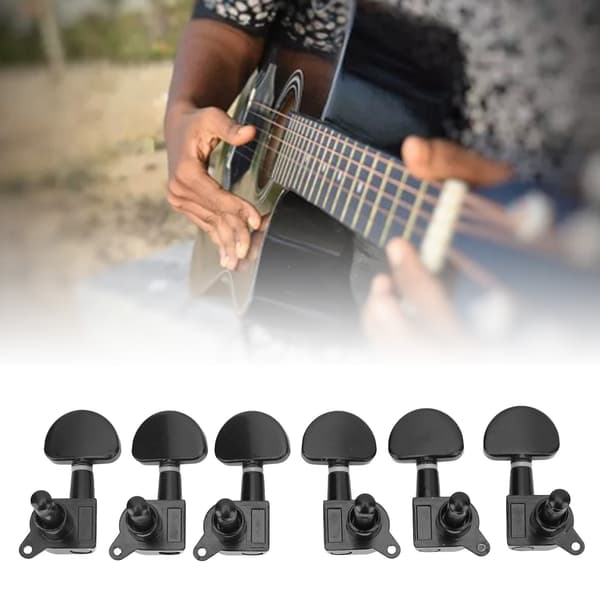 3R3L Guitar Locking Tuners Semicircle Head Heavy Duty Internal Gear Bevel Angle String Tuning Pegs Sort