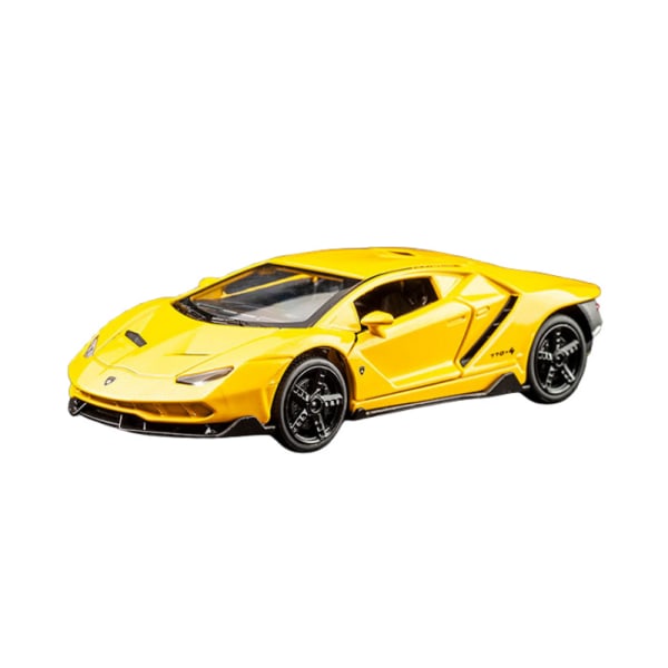 Lamborghini LP770 Gini urheiluauto malli Valettu malliauto lelu Lapselle ääni- ja valovaikutteinen vetävä auto Sinkkiseoslelut lapsille lahjaksi (keltainen)