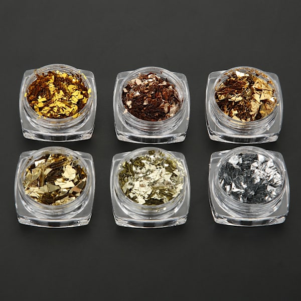 6 lådor / set ultratunna nagelkonst glitter glänsande paljetter nagelkonst dekorationer DIY-verktyg (A)