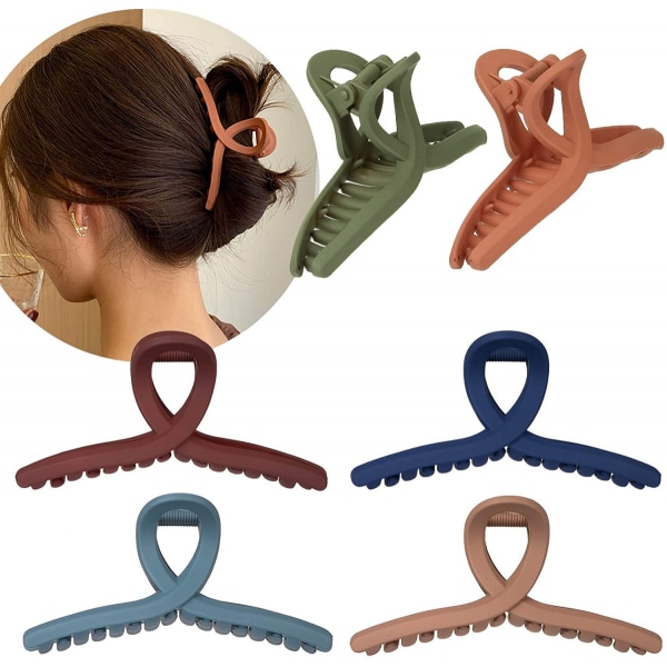 Hair Claw Clip 6 Color Hair Jaw Clamp Clips 4.3 Inch Nonslip Hair Claw Strong Hold Matte Butterfly Clip Clamp Hair Styling Accessories for Women Girl