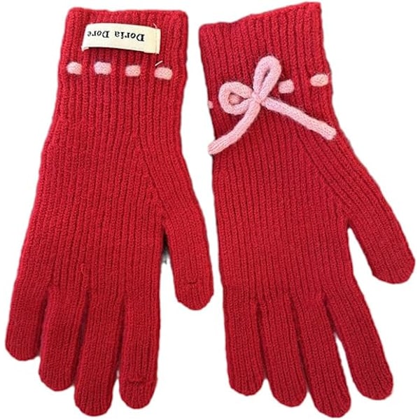 Winter Gloves for Women Cute Ribbed Knitted Warm Gloves Preppy Mittens Y2k Trendy Hand Warmers Thermal for Going Out,02