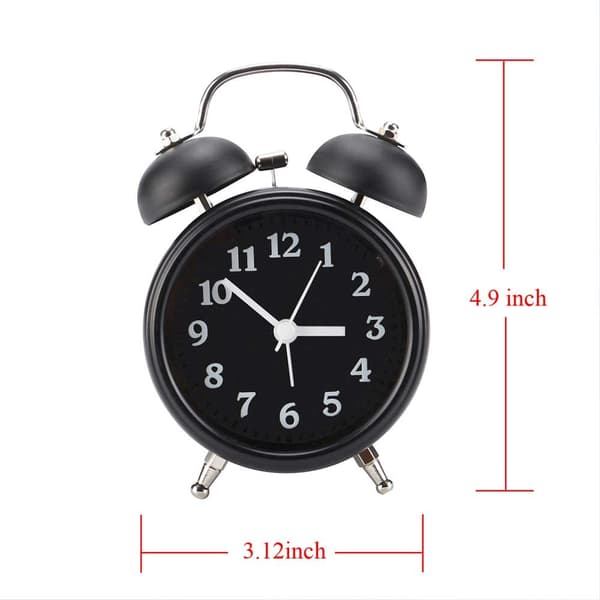 Väckarklocka för barn, 4,9'' Dubbelklocka Väckarklocka utan tickande rörelse