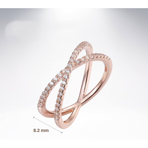 Guldpläterad X Ring Simulerad Diamond CZ Criss Cross Ring för kvinnor ---- Gold Rose ( Storlek 7 )