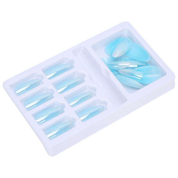 Gradient Pointed Fake Nails Tips Set Colored Full Cover False Nails with Nail FileF745-15