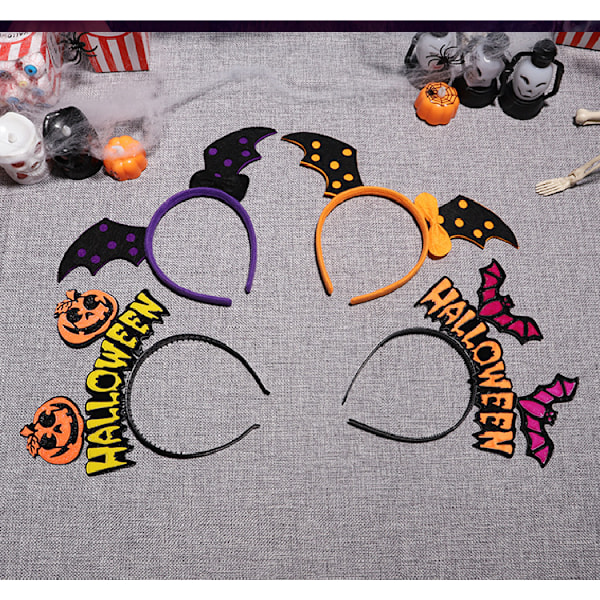 3-pak Halloween-pandebånd til børns maskerade-fest, show-artikler, dekorationer, børnegaver (silikone-pink flagermus-pandebånd)