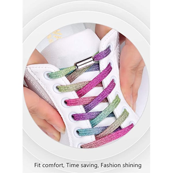 Elastiske flade snørebånd uden snøring til voksne og børns sneakers og støvler, one size fits all (2 par)