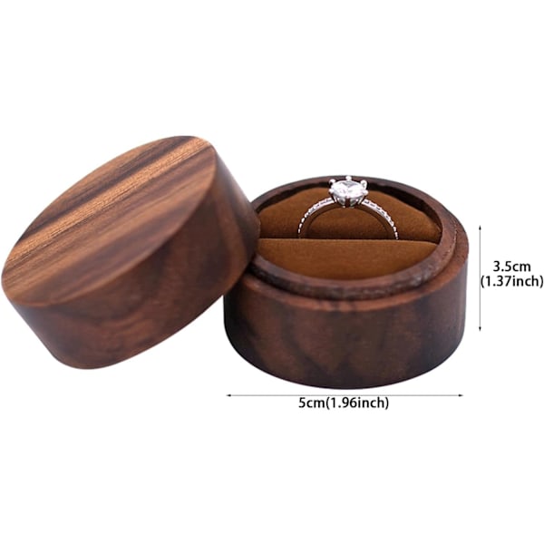 Ringbox i trä, rund vigselringhållare, retro smyckeskrin i svart valnöt, elegant organizer med magnetisk stängning one
