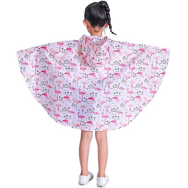 Børns Regn Poncho Hættejakke Regnfrakke, Pink Bird, S