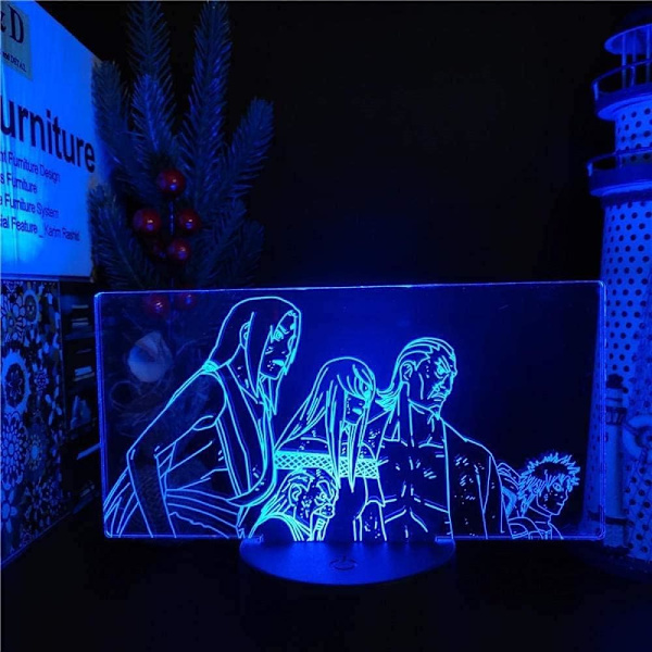 Japanilainen Anime-hahmo Itachi Uchiha Kakashi Jiraiya -lamput 3D-optisella illuusiolla Yövalo Lamppu Lahja LED-jouluun Syntymäpäivään Makuuhuoneen sisustukseen Lahjat gruppfoto av fyra personer