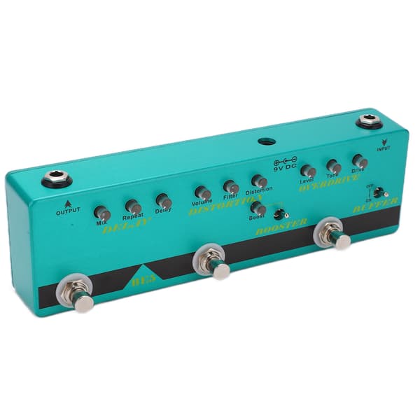 Kitaraefektipedaali Multi Effect 5‑in‑1 Metal True Bypass Buffer sähköbassolle BE‑5 DC 9V