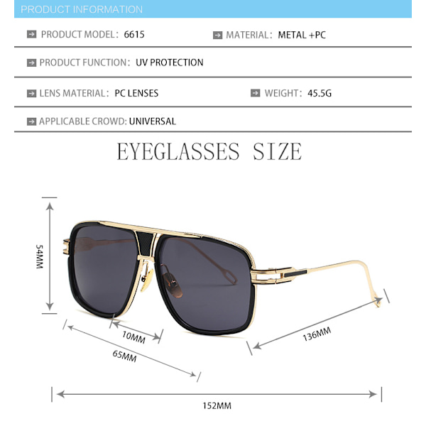 Retro Rektangulære Solbriller til Kvinder og Mænd Vintage Små Firkantede Solbriller UV-beskyttelse Glasse
