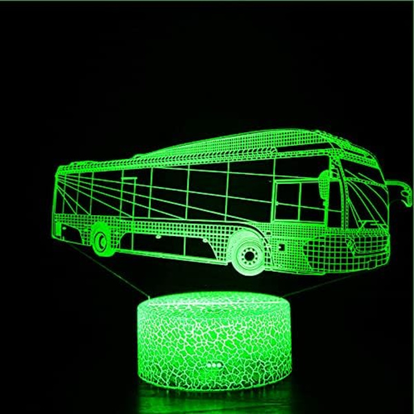 WJ 3D buss nattlys bord skrivebord optisk illusjon lamper 7 farger skiftende lys LED bordlampe jul hjem kjærlighet bursdag barn barn dekor leketøy gave