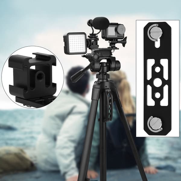 Triple Cold Shoe Extension Mount Adapter Holder Bracket Kit Tilbehør til DJI OSMO Pocket ACTION Kamera