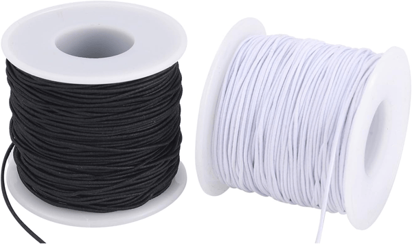 Elastisk snor til smykkefremstilling, 2 ruller elastisk snor til armbånd, halskæder og perlehåndværk, hvid og sort, 1 mm, 100 meter 1mm